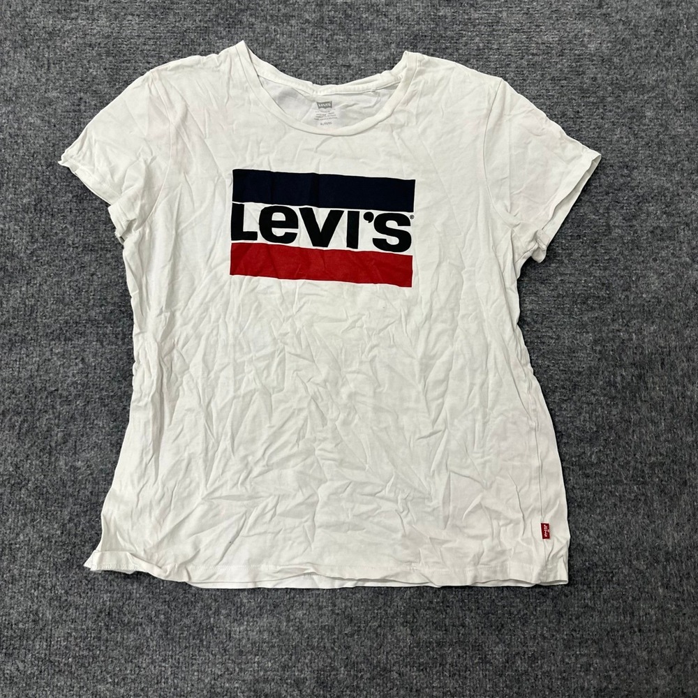 Levi's T-Shirt Womens Size XL White Short Sleeve Graphic Logo Casual Tee
